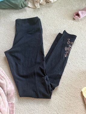 Marika Black Leggings with Laser-Cut Floral Detail